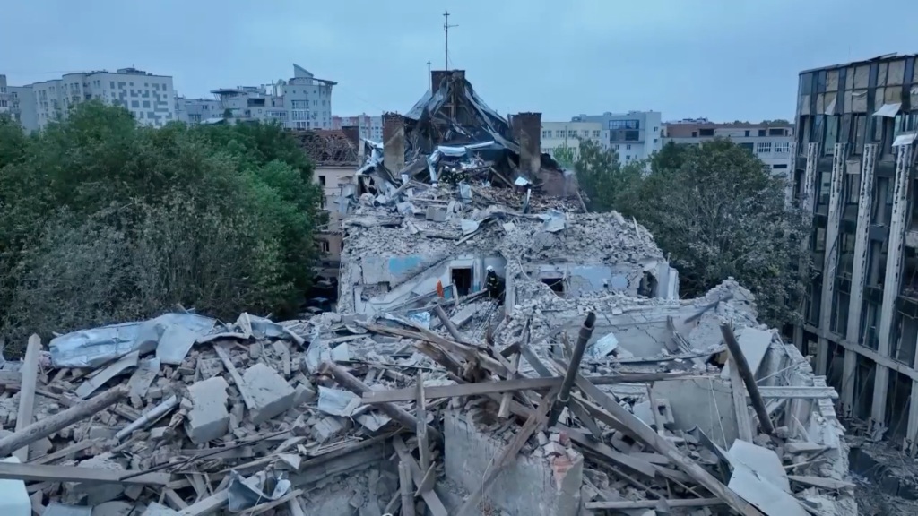 Zelensky also posted drone footage that shows wrecked buildings from above. Third and fourth floors of the struck building were ruined.