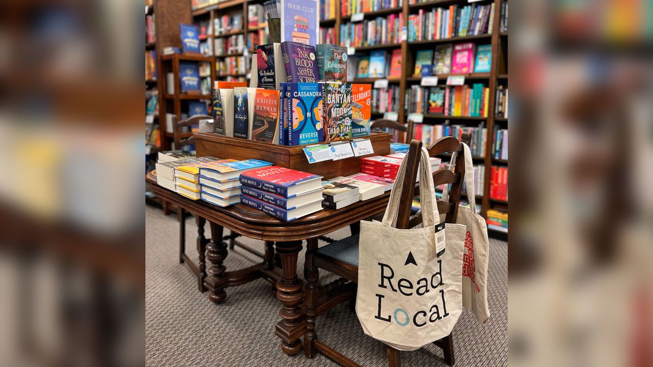 The book club table at Blue Willow Bookshop in Houston, Texas.