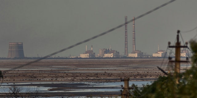 Zaporizhzhia nuclear plant seen at a distance