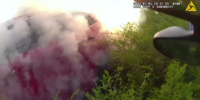 Smoke from car crash