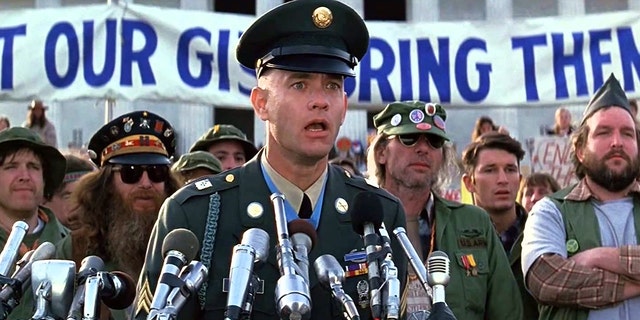 Forrest Gump speaking at a rally