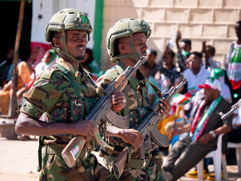 Soldiers marching in Somaliland